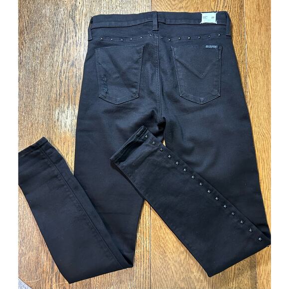 Hudson Nico Mid Rise Super Skinny Black Studded Detail Distressed Sz 27 NWOT - Picture 8 of 10